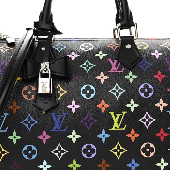 Louis Vuitton Murakami Speedy Noir bag 30 Multicolor Monogram tote LV x TM - Picture 7 of 14